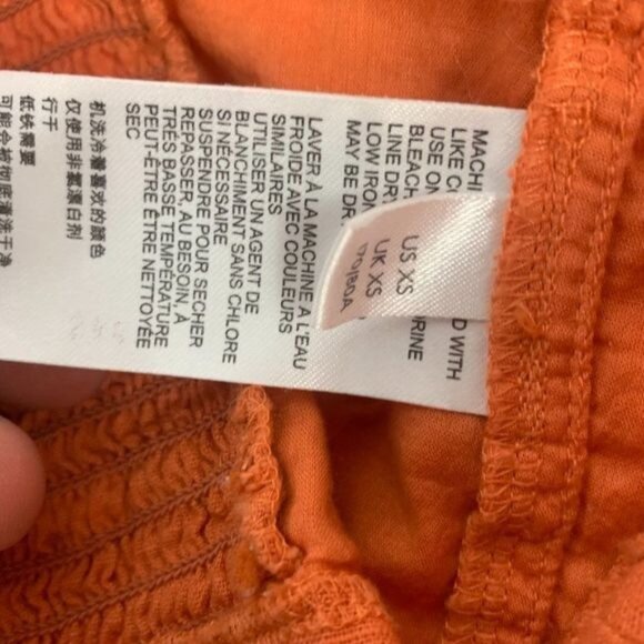 Urban Outfitters Rust Orange XS Puff Sleeve Smocked Back Crop Top 100% Cotton - Picture 3 of 10